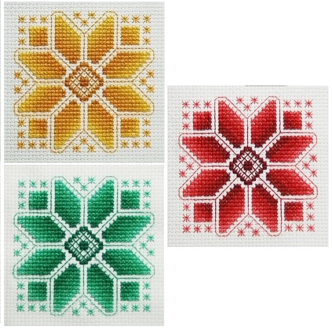 CHRISTMAS SPARKLES Stitched on 14 ct white aida with DMC floss. Stitch ct: 38 x38 SRP $12.00