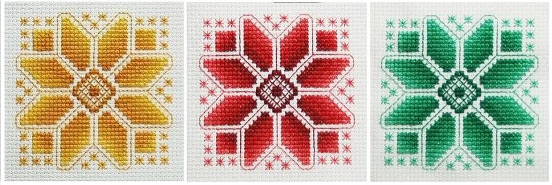 CHRISTMAS SPARKLES Stitched on 14 ct white aida with DMC floss. Stitch ct: 38 x38 SRP $12.00