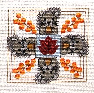 Seasonal Motifs. A set of four designs in one booklet. SRP $20.00 The Frisky Side of Fall. Stitch count: 52 x 52.